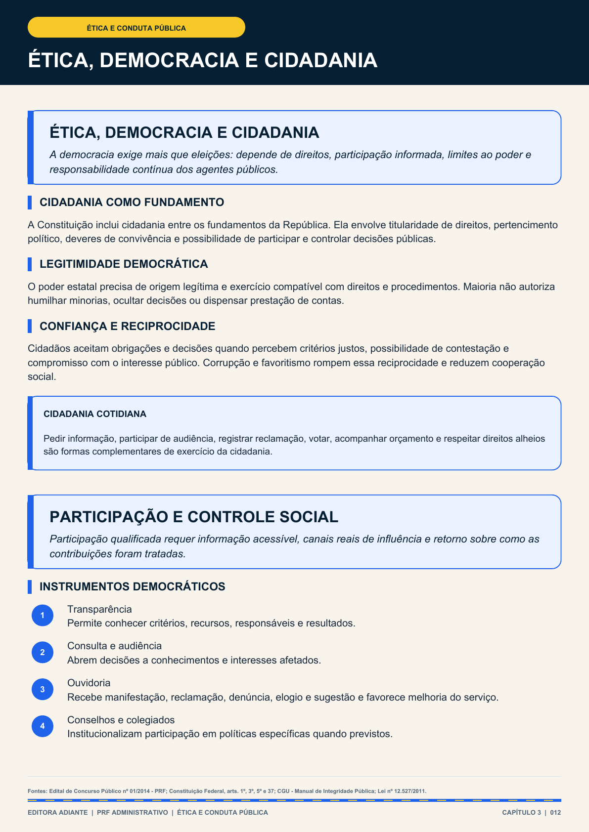 Primeira página da sequência sobre ética, democracia e cidadania.
