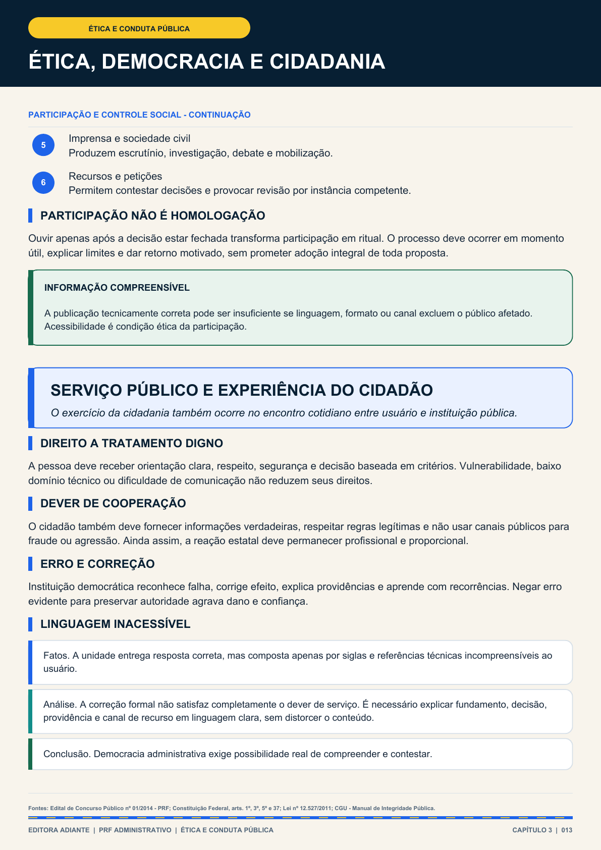 Segunda página da sequência sobre participação, controle social e serviço público.