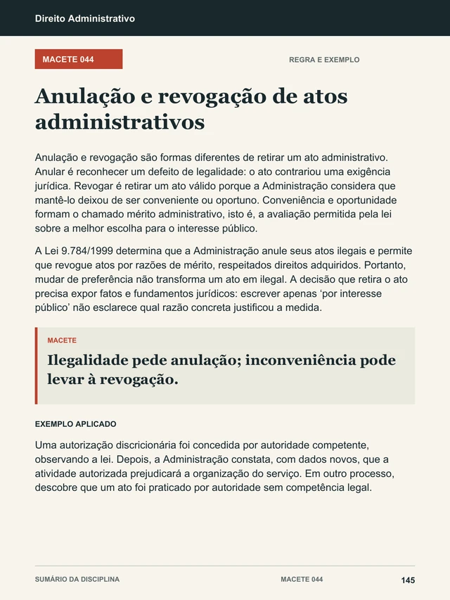 Página real do material: Anulação × revogação