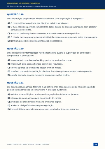 Questões 119 a 121 de Atualidades do Mercado Financeiro