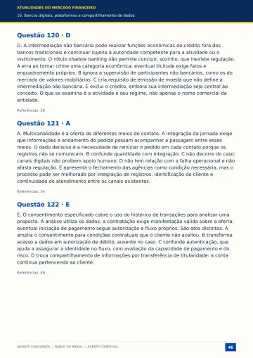 Gabaritos comentados das questões 120 a 122