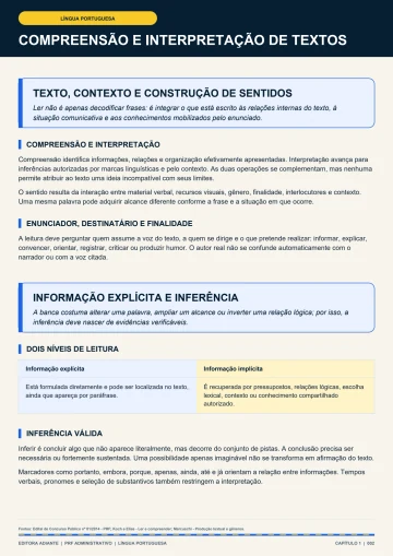 Explicação de texto, contexto e construção de sentidos, na página real da apostila.