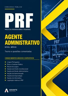 Capa atual da apostila PRF Agente Administrativo, nível médio, Adiante Concursos.