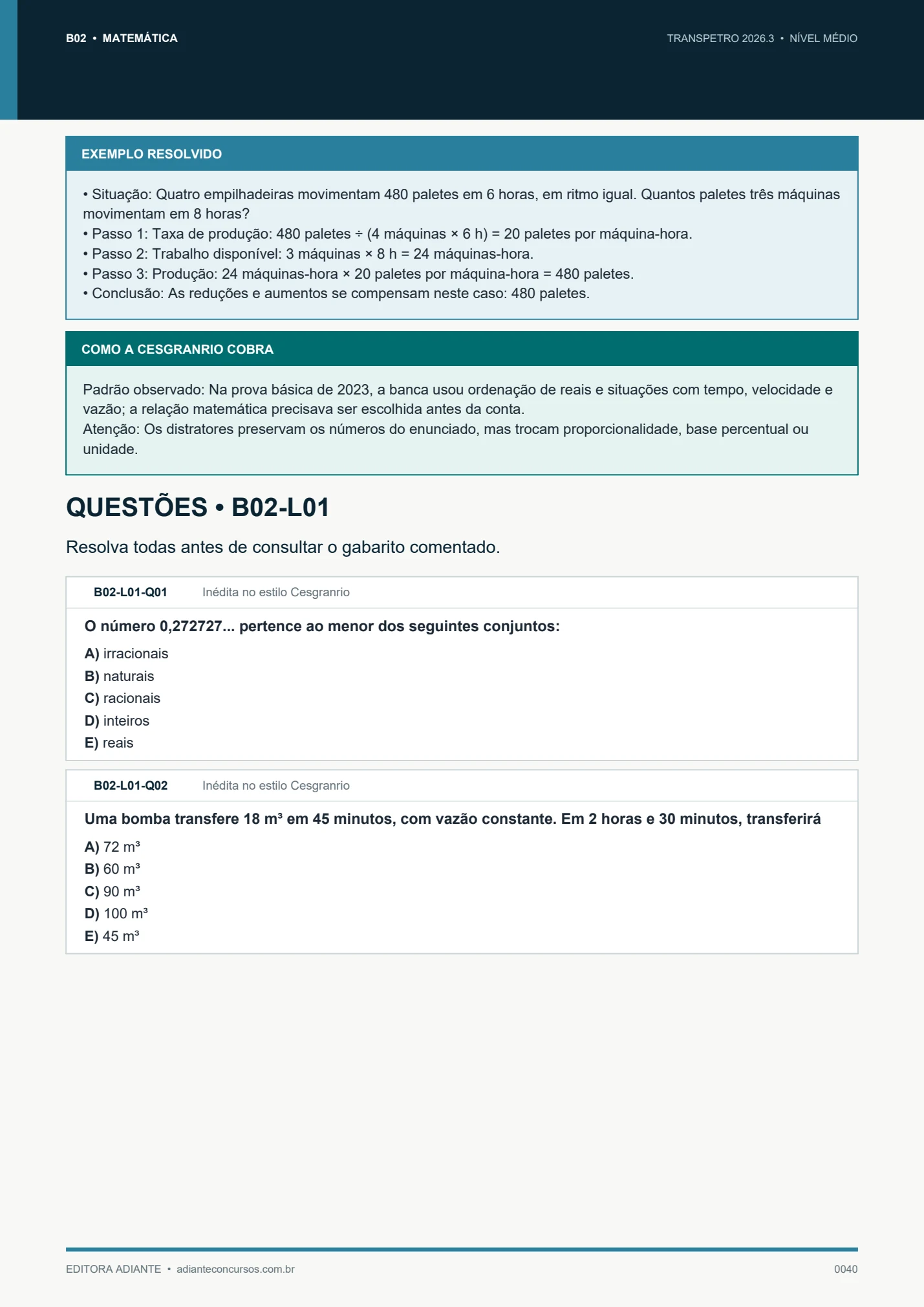 Exemplo resolvido de proporcionalidade e questões de Matemática